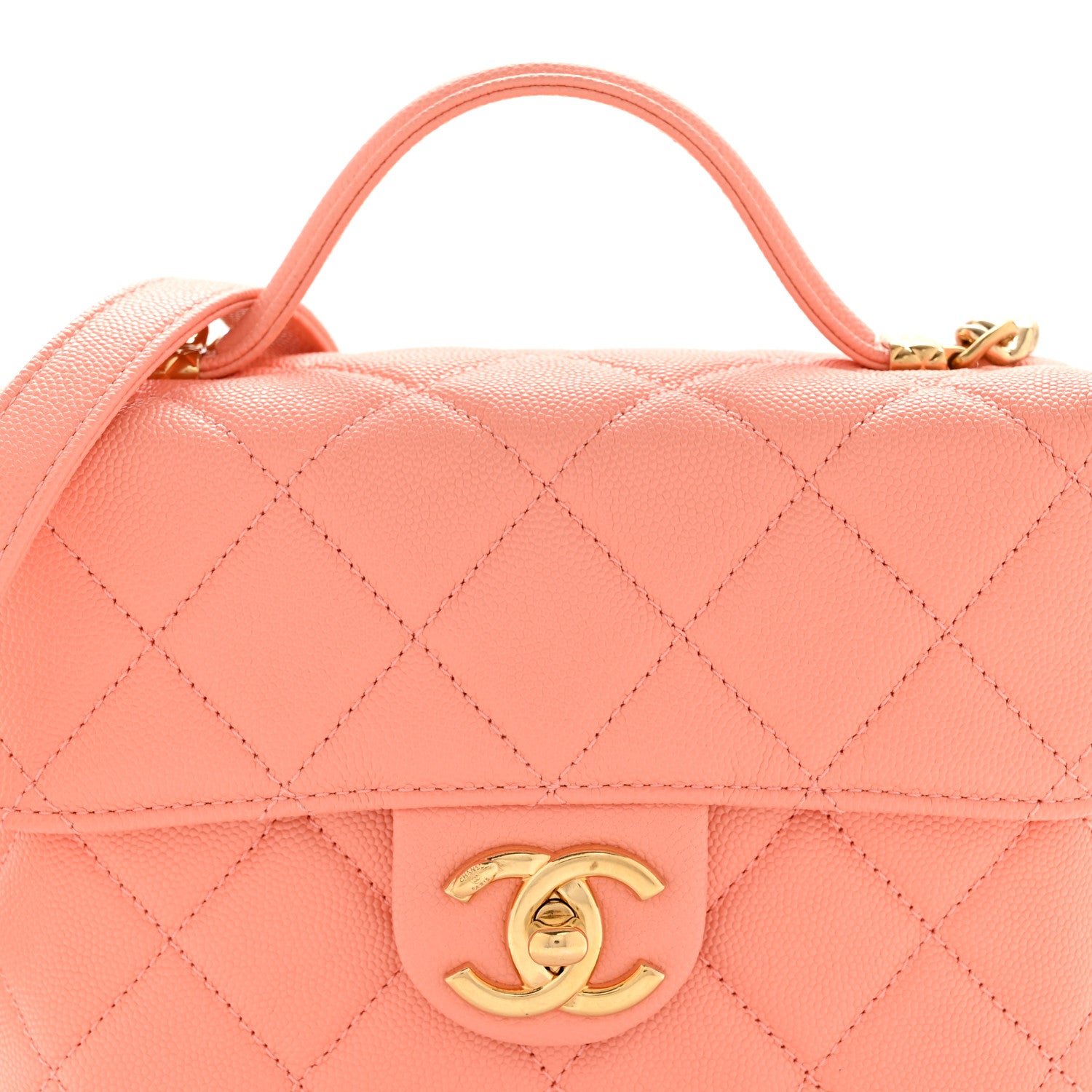 Chanel Caviar Quilted Handy Box Vanity Case Orange 8 of 11