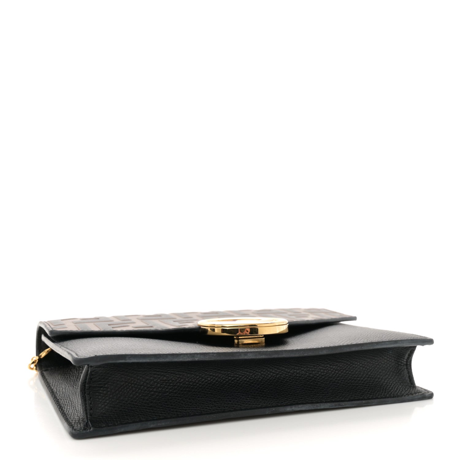 Fendi Vitello Cruise F is Fendi Bi-Color FF 1974 Embossed Medium Envelope Wallet On Chain Black Maya 4 of 11
