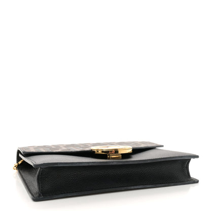 Fendi Vitello Cruise F is Fendi Bi-Color FF 1974 Embossed Medium Envelope Wallet On Chain Black Maya 4 of 11