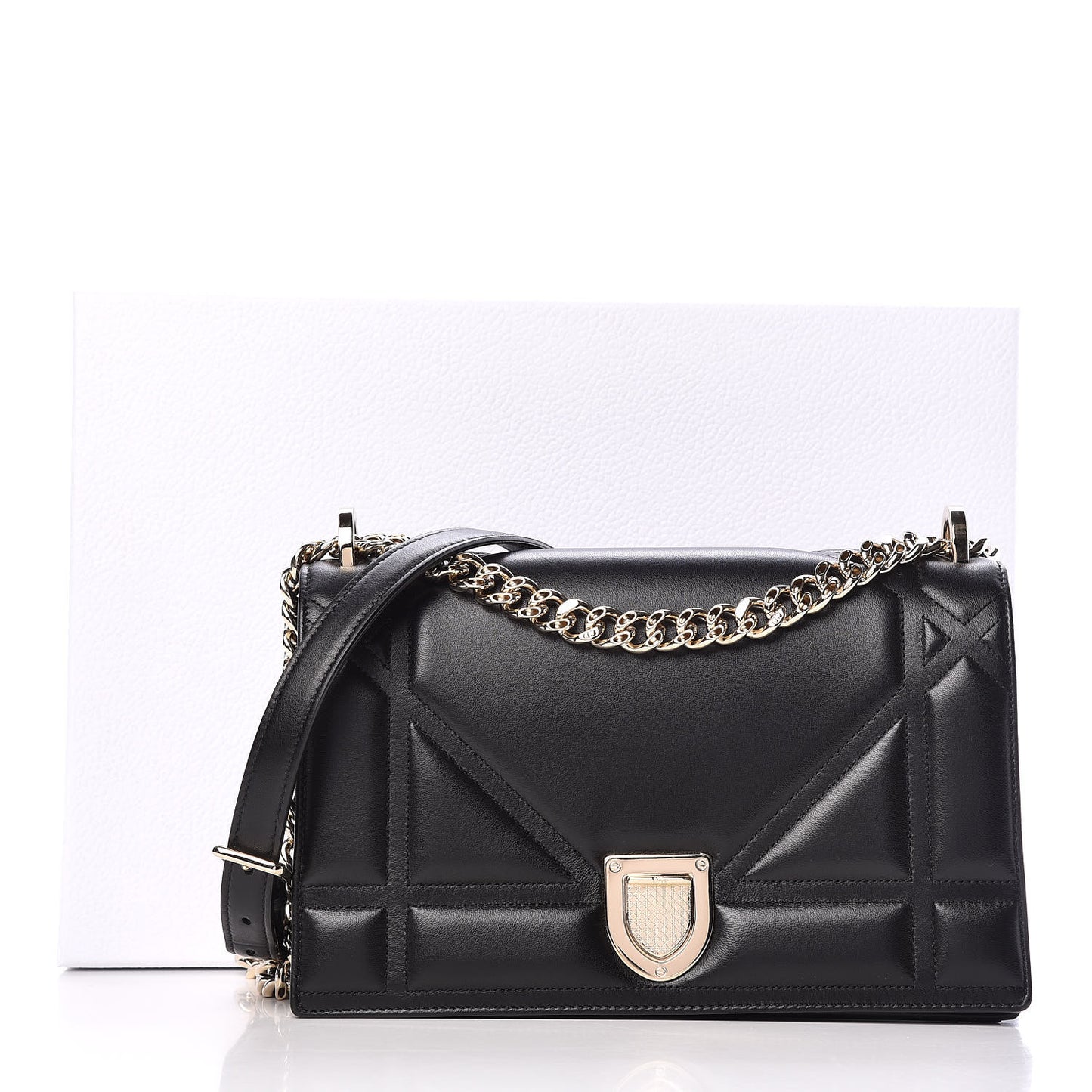 Lambskin Medium Diorama Flap Bag Black