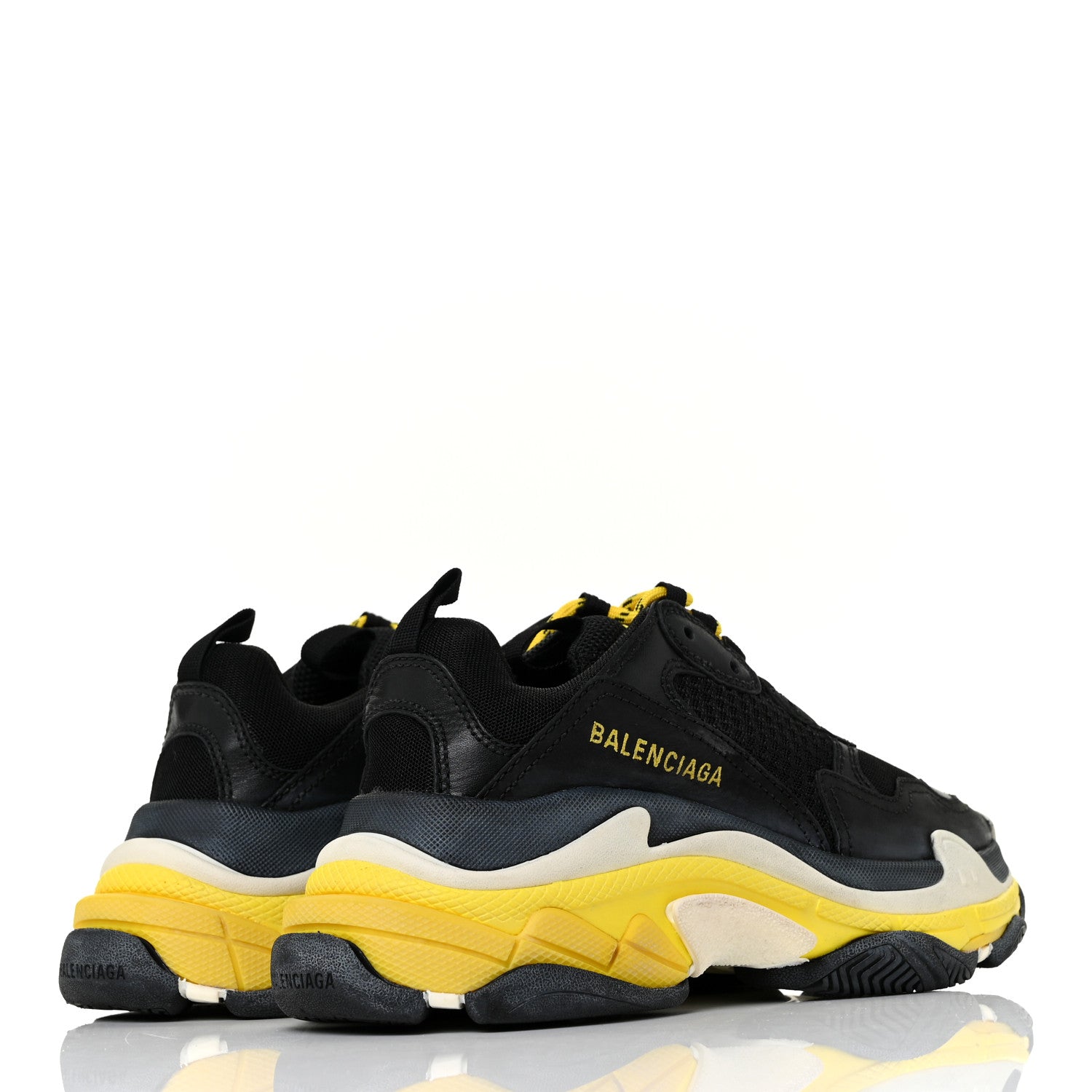 Balenciaga Fabric Mesh Womens Triple S Sneakers 37 Black Yellow 4 of 7