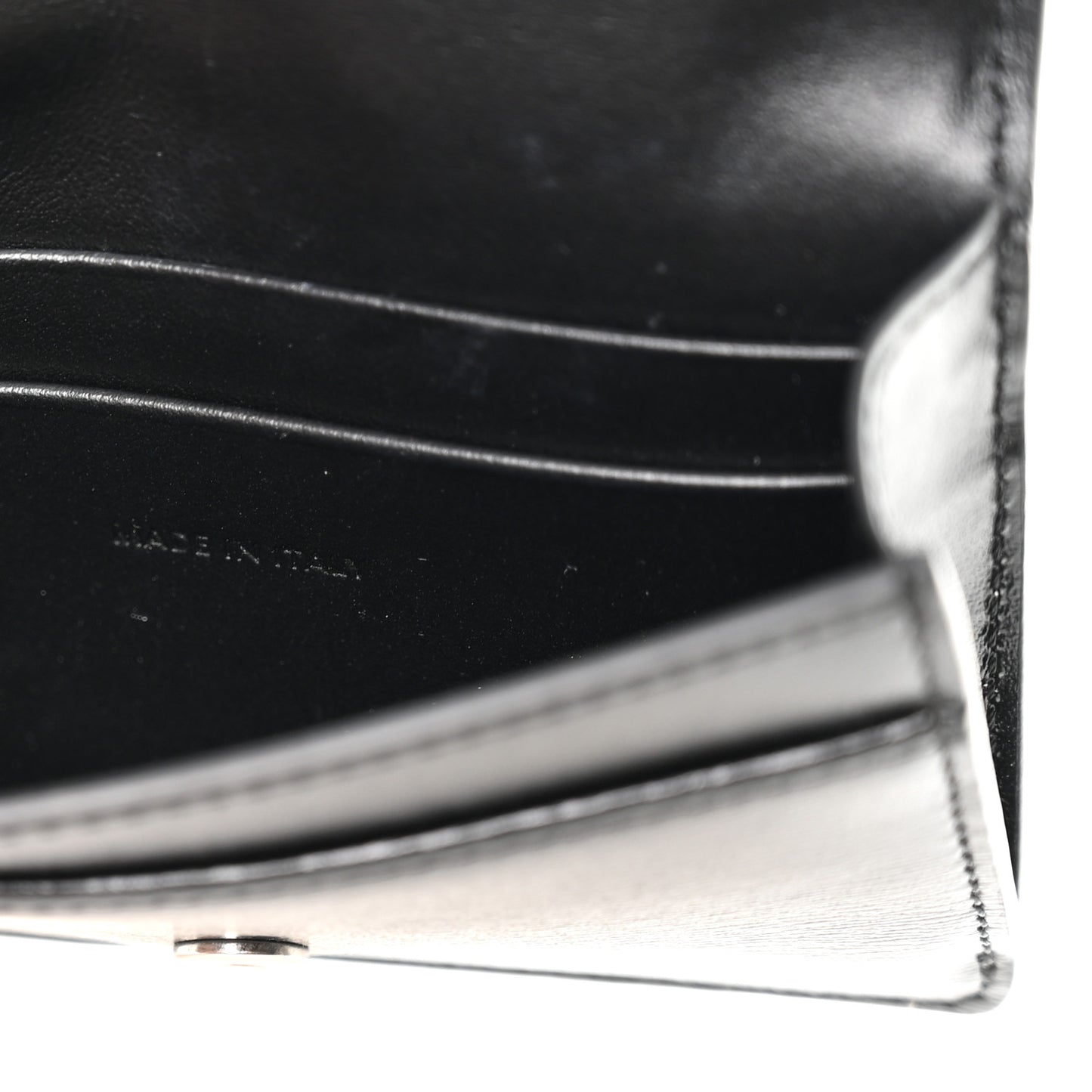 Shiny Calfskin Triomphe Flap Card Holder Black