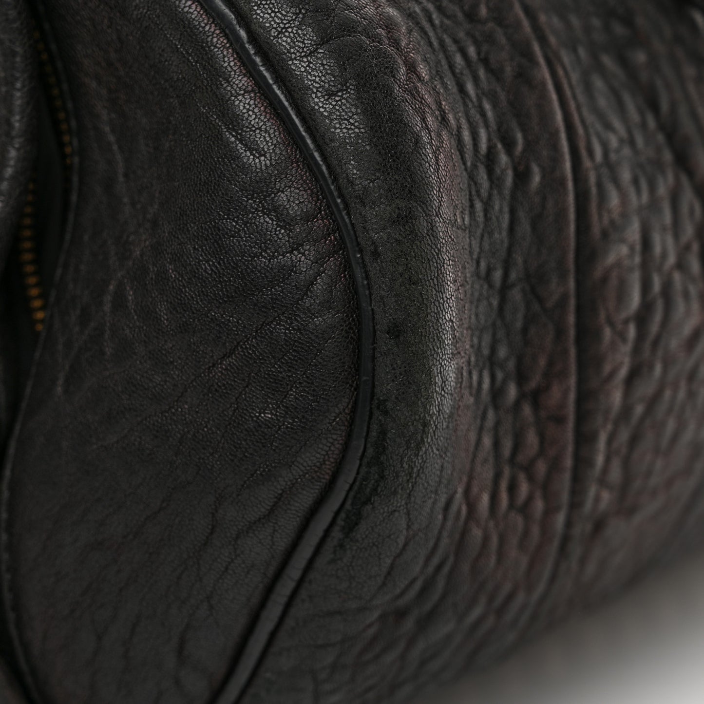 Pebbled Lambskin Rocco Black Antique Brass Hardware