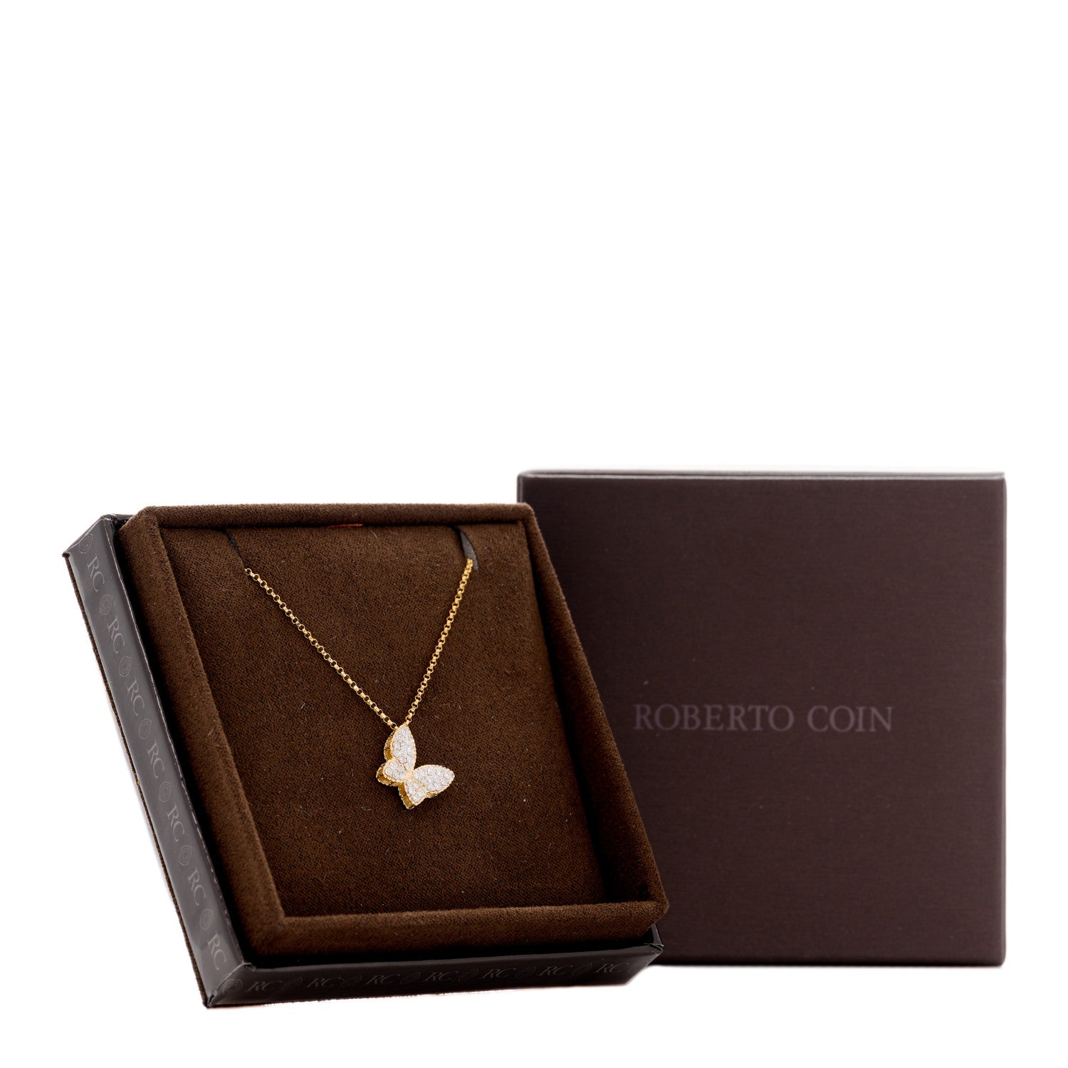 Roberto Coin 18K Yellow Gold Diamond Princess Butterfly Pendant Necklace 4 of 4