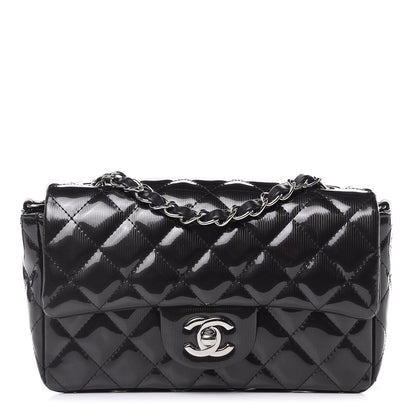 Chanel Striated Patent Quilted Mini Rectangular Flap Black 1 of 12