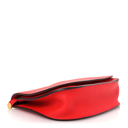 Hermes Taurillon Clemence Chevre Mysore Saut 25 Rouge De Coeur Rose Azalee Rouge Sellier 4 of 12