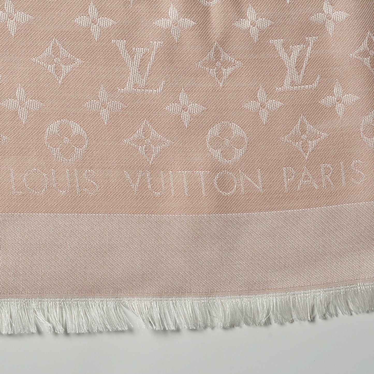 Silk Wool Monogram Denim Shawl Pink