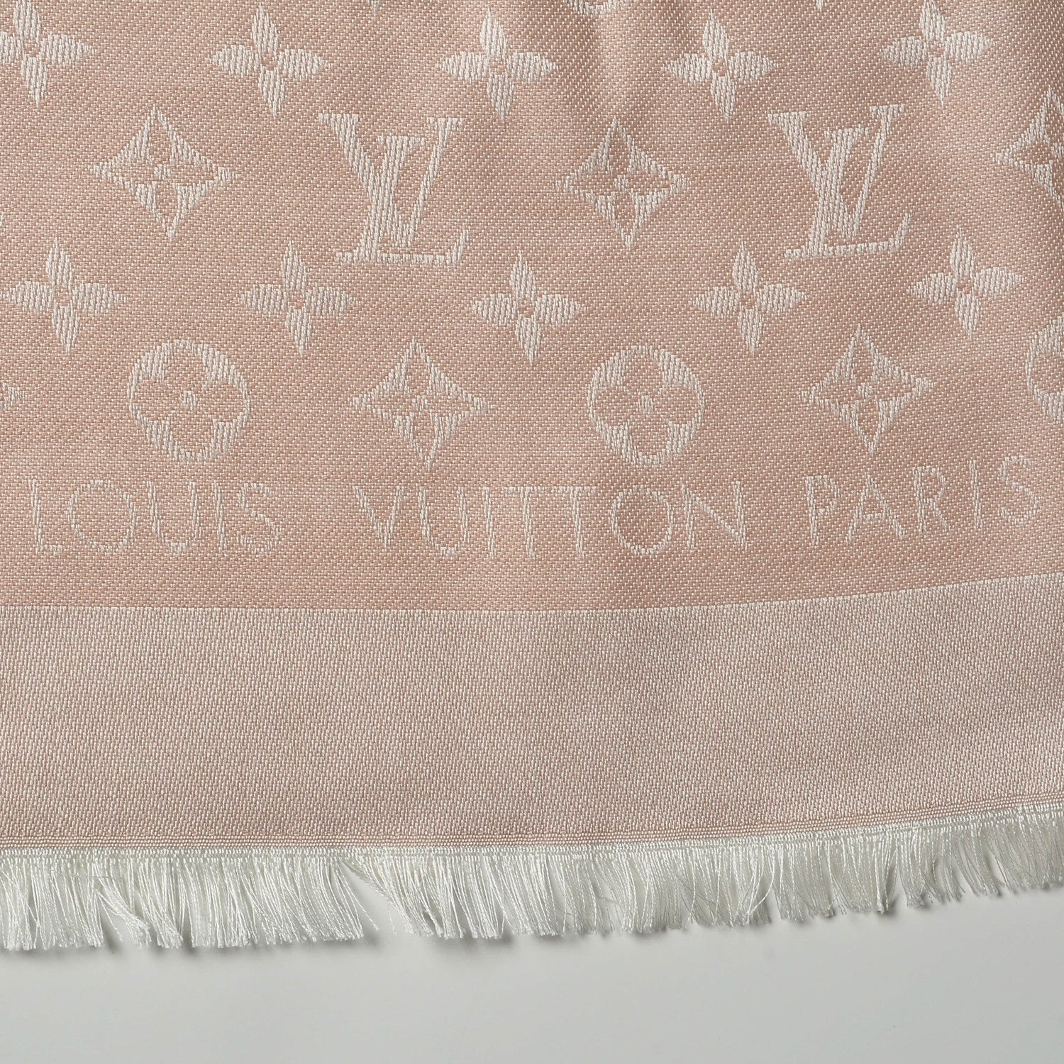 Louis Vuitton Silk Wool Monogram Denim Shawl Pink 4 of 5