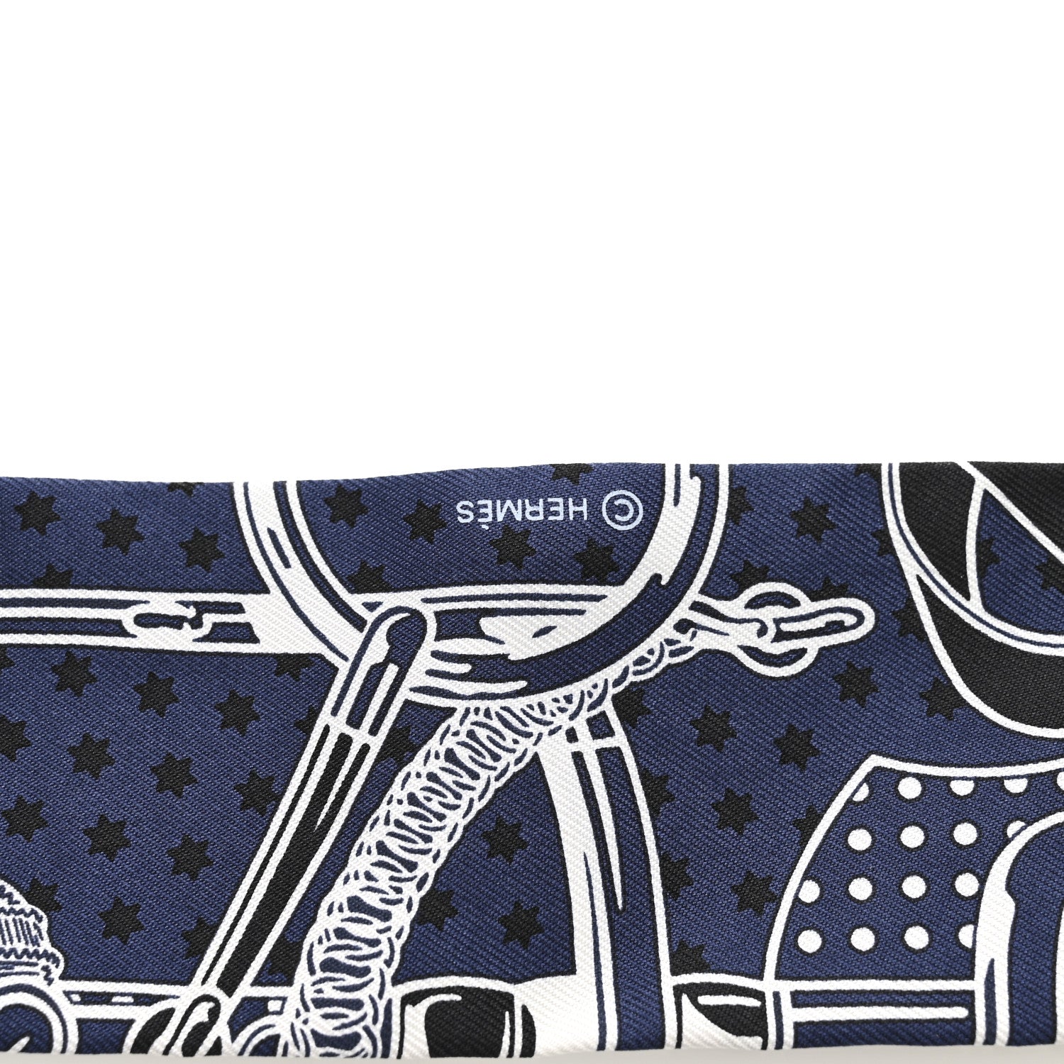 Hermes Silk Eperon d'Or Bandana Twilly Marine Vert Sauge White 4 of 4