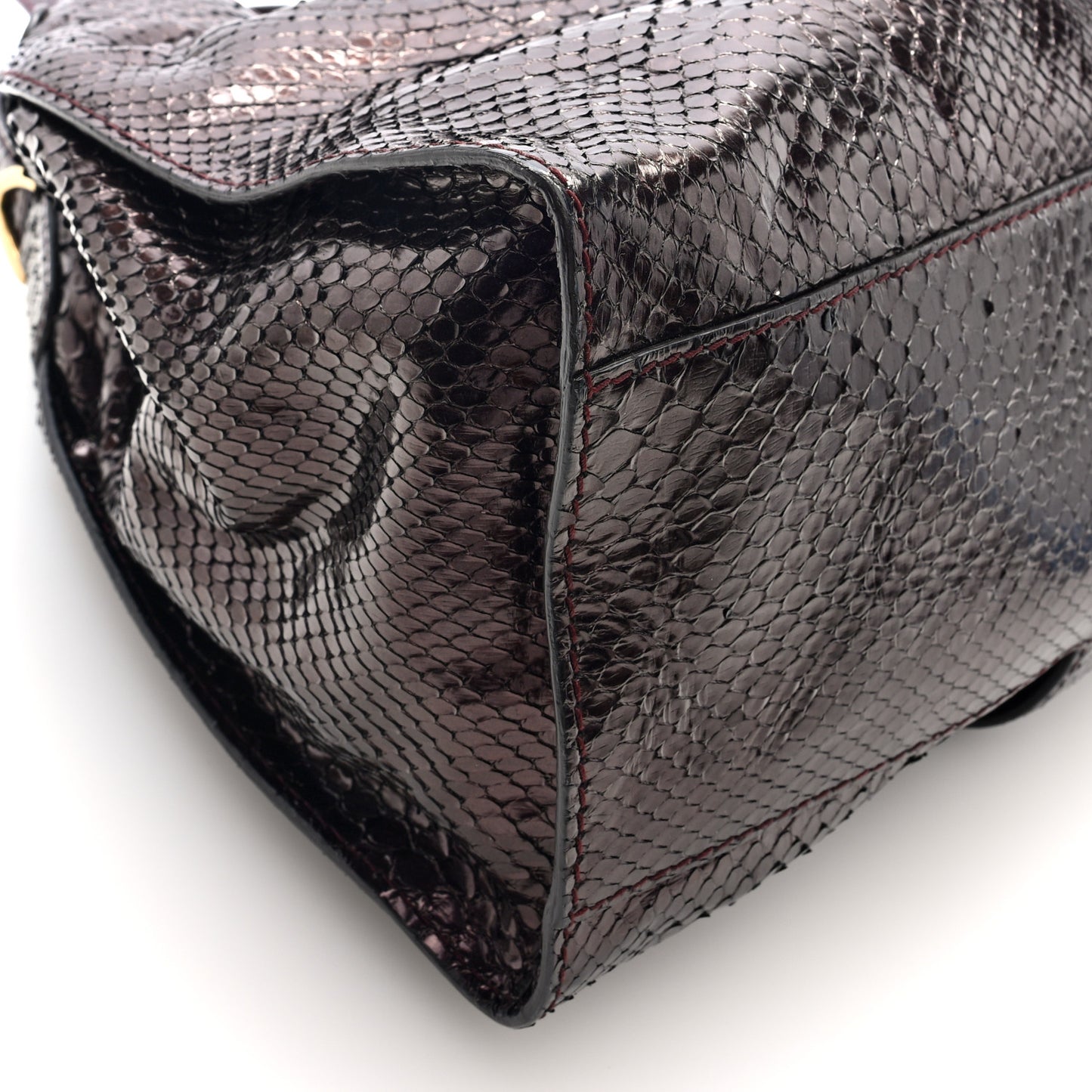 Snakeskin Medium Soft Stirrup Shoulder Bag Brown