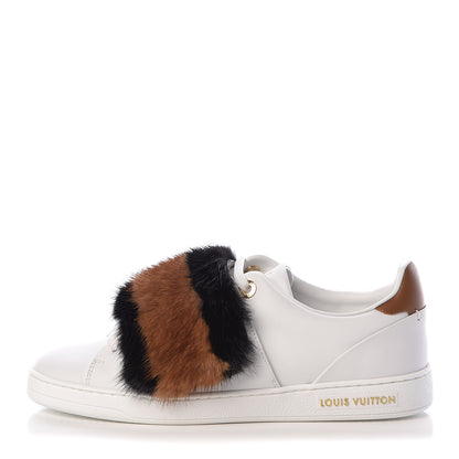 Louis Vuitton Calfskin Mink Fur Frontrow Sneakers 37.5 White 1 of 9