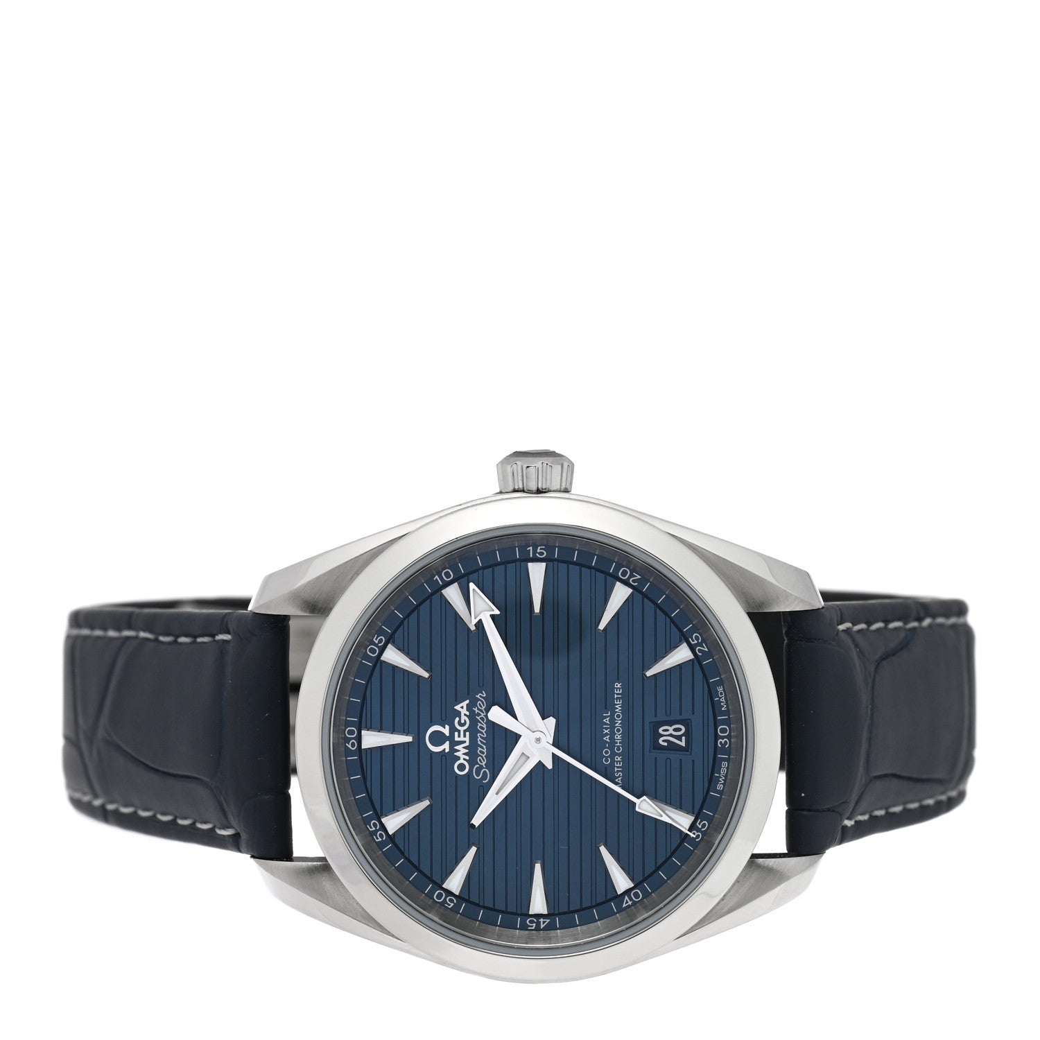 Omega Stainless Steel Alligator 38mm Seamaster Aqua Terra Co-Axial Automatic Watch Blue 220.13.38.20.03.001 2 of 5