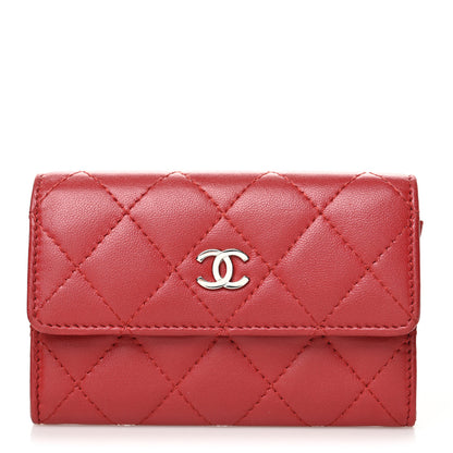 Chanel Lambskin Quilted Flap Card Holder Red 1 of 12