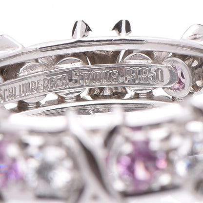 Tiffany Platinum Diamond Pink Sapphire Schlumberger Sixteen Stone Ring 54 7 6 of 6