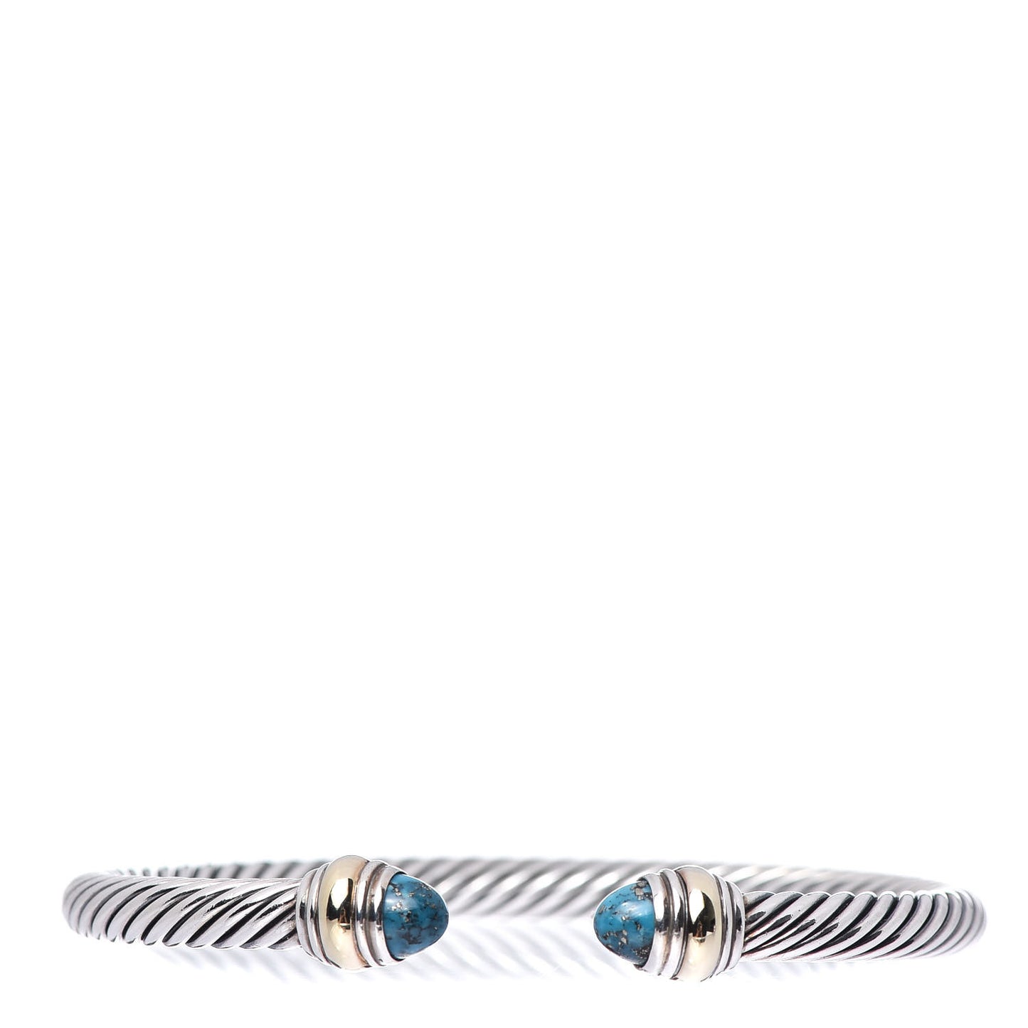 Sterling Silver 14K Yellow Gold Turquoise 5mm Cable Classics Bracelet