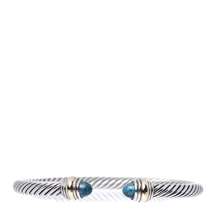 David Yurman Sterling Silver 14K Yellow Gold Turquoise 5mm Cable Classics Bracelet 1 of 4