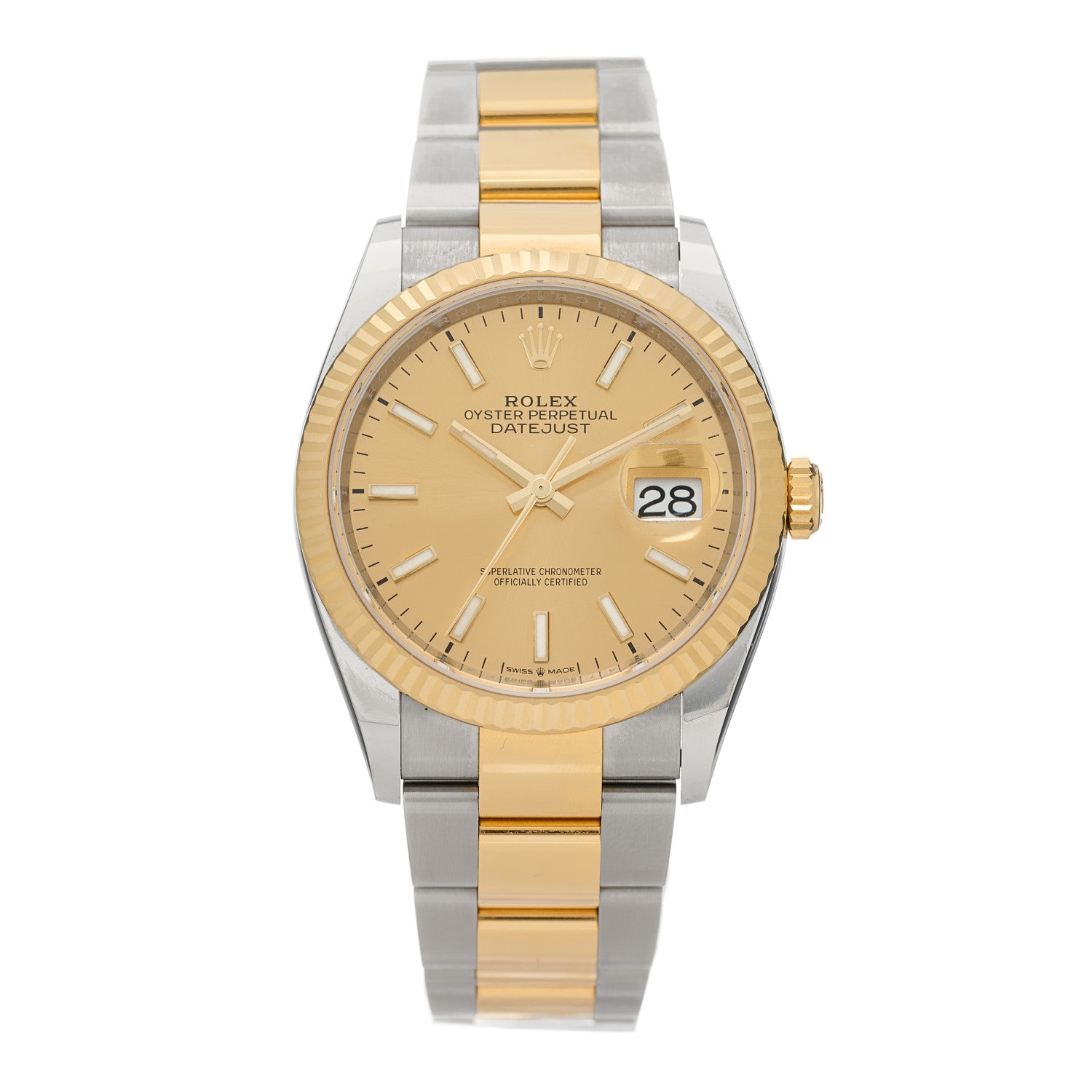 Rolex Stainless Steel 18K Yellow Gold 36mm Oyster Perpetual Datejust Watch Champagne 126233 1 of 5