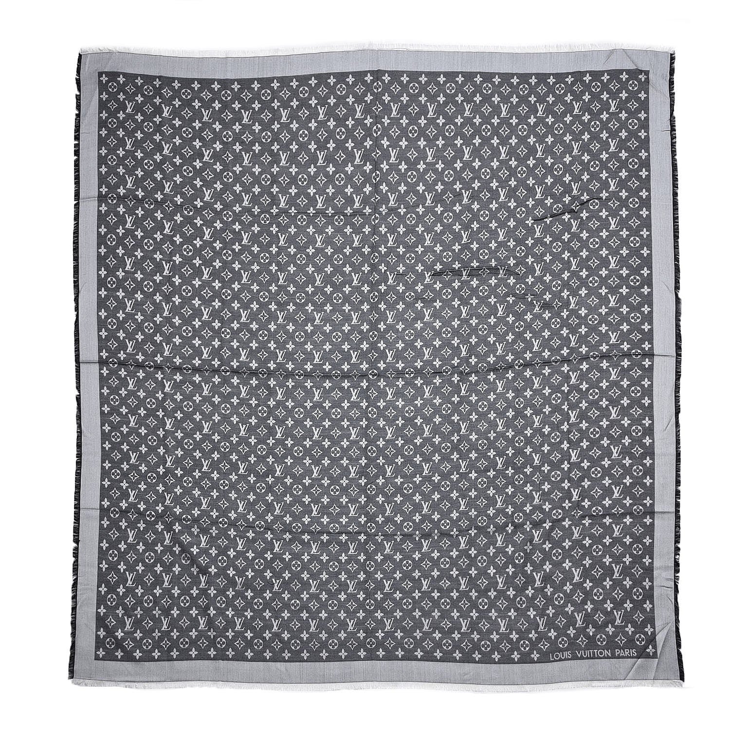 Louis Vuitton Wool Silk Monogram Denim Shawl Black 1 of 4