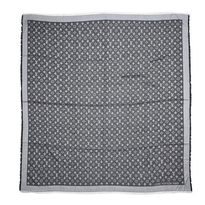 Louis Vuitton Wool Silk Monogram Denim Shawl Black 1 of 4