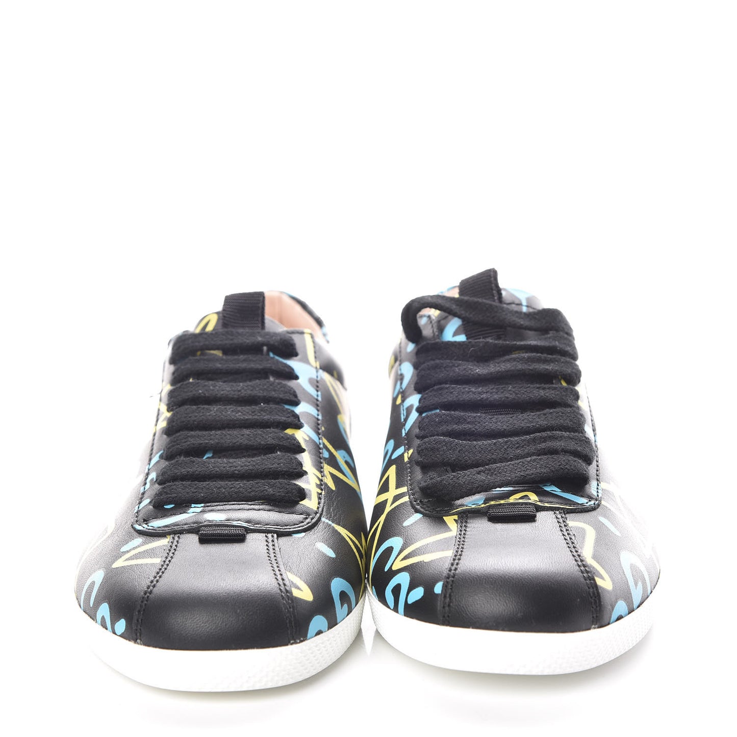 Calfskin GucciGhost Print Womens Low Top Sneakers 35.5 Black New Acquamarine