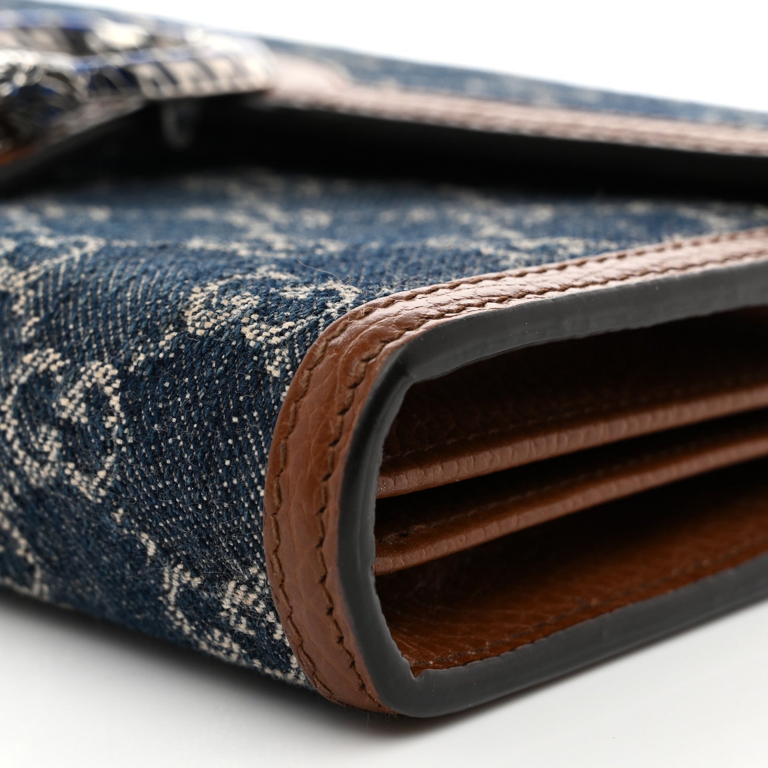 Gucci New Denim GG Monogram Dollar Calfskin Enamel Mini Dionysus Chain Wallet Blue Tea Cuir Epilog Electric Blue 12 of 12
