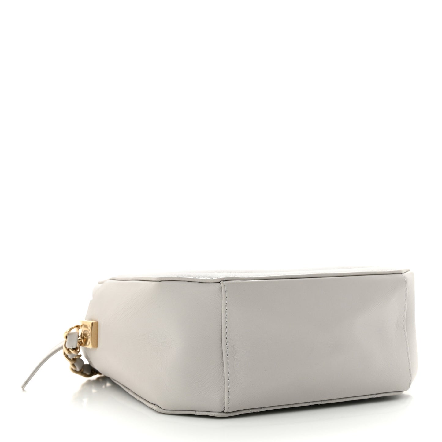 Calfskin Quilted CC Stitched Crossbody Camera Case Light Grey