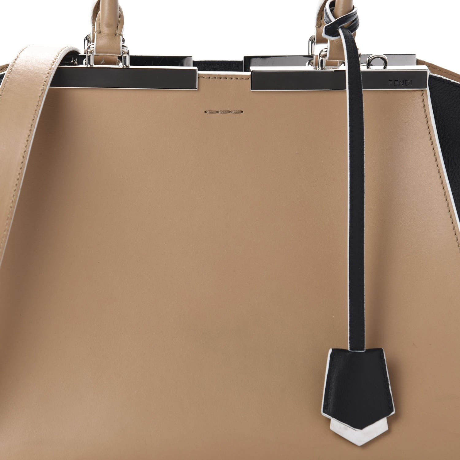 Fendi Vitello Baltico Dolce Petite 3Jours Tote Sand Black 14 of 14