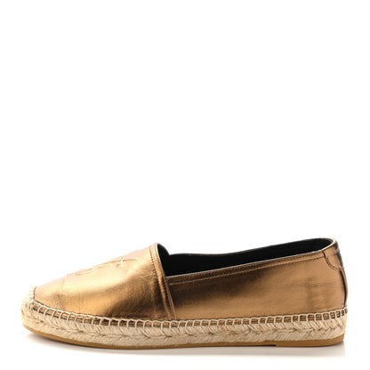 Saint Laurent Metallic Lambskin Monogram Espadrilles 36 Metal Carry 1 of 9