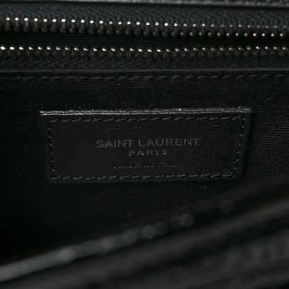 Saint Laurent Patent Crocodile Embossed Lambskin Monogram Medium Niki Chain Satchel Black 6 of 8