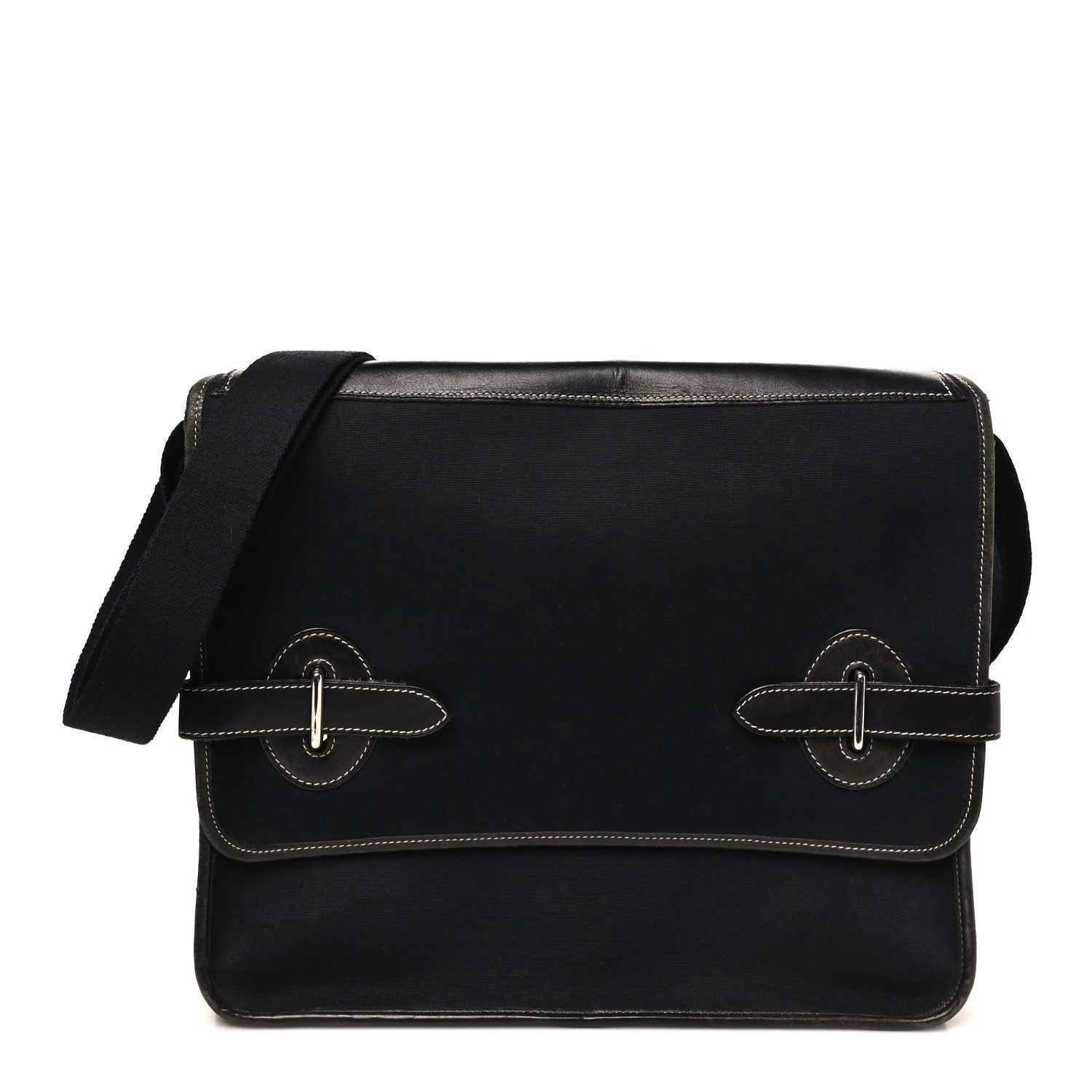 Hermes Toile Officier Buenaventura Messenger Bag Black 1 of 11