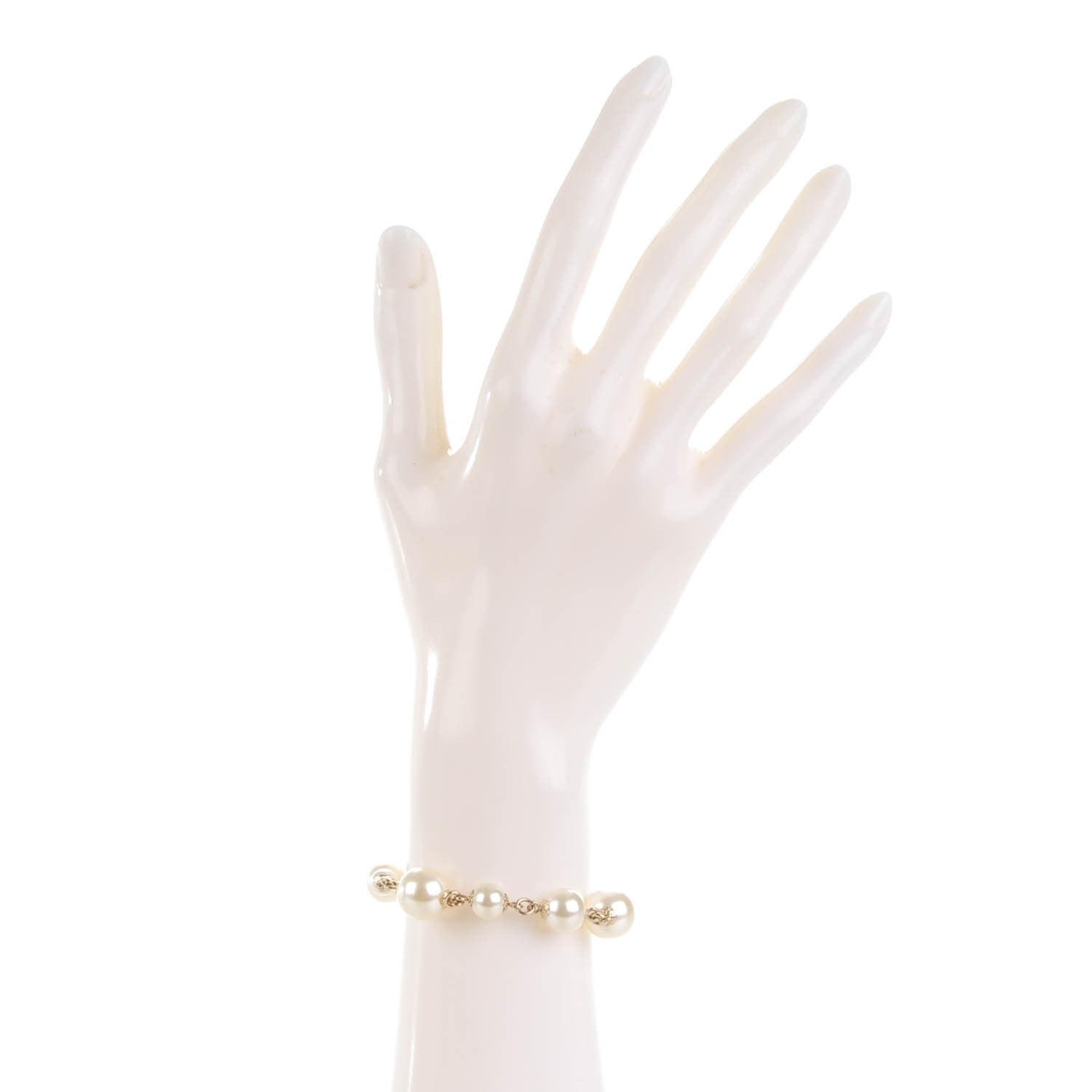 Chanel Enamel Pearl CC Camellia Bracelet Beige Gold 2 of 5