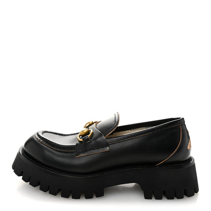 Gucci Cordovan Lux Womens Harald Horsebit 25mm Platform Loafers 37.5 Black 1 of 9