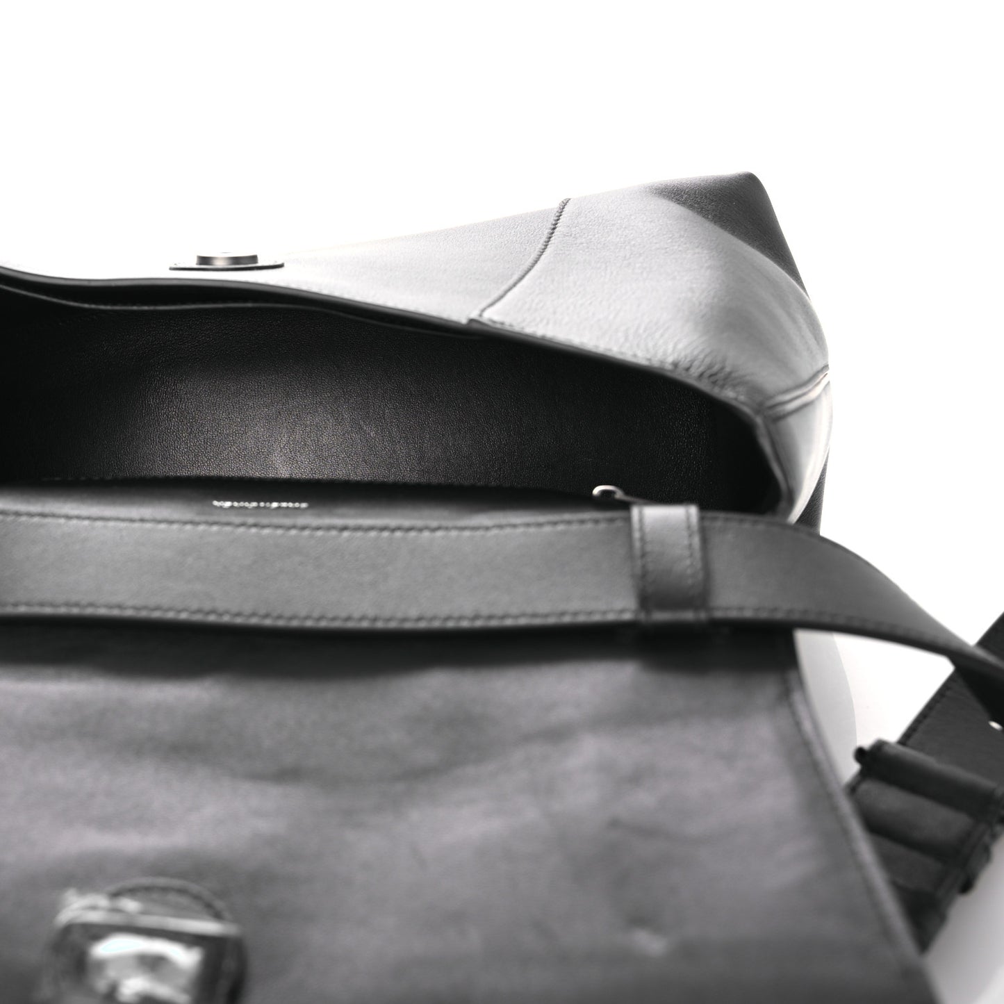 Semi Shiny Smooth Calfskin Monochrome M Downtown Shoulder Bag Black