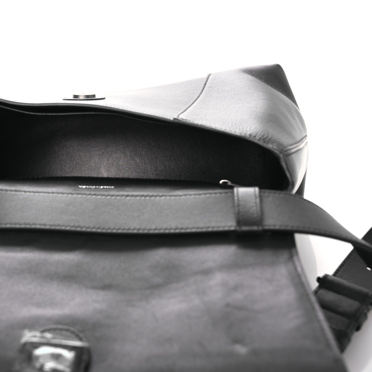 Balenciaga Semi Shiny Smooth Calfskin Monochrome M Downtown Shoulder Bag Black 5 of 12