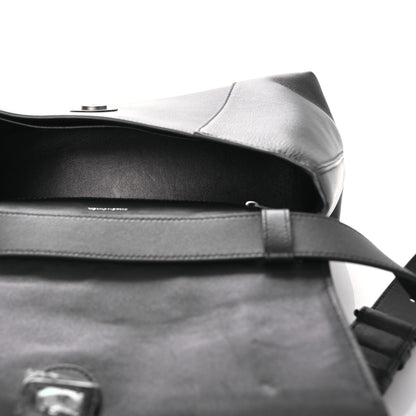 Balenciaga Semi Shiny Smooth Calfskin Monochrome M Downtown Shoulder Bag Black 5 of 12