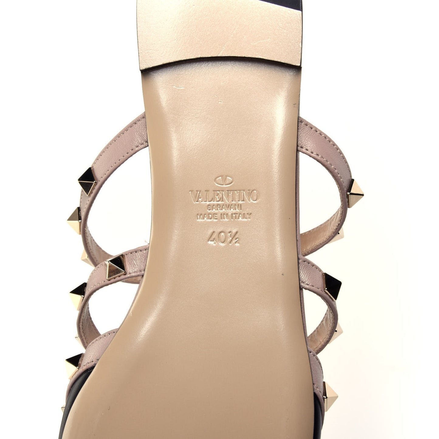 Nappa Rockstud Flat Cage Mules 40.5 Black Poudre