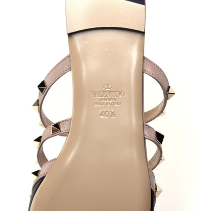 Valentino Garavani Nappa Rockstud Flat Cage Mules 40.5 Black Poudre 9 of 10