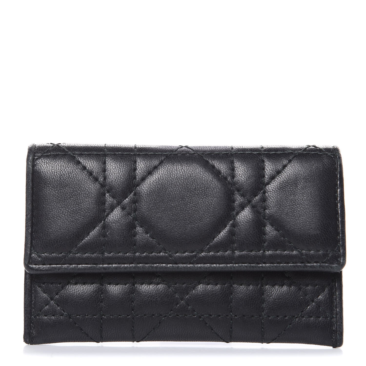 Christian Dior Lambskin Cannage Lady Dior Flap Card Holder Black 1 of 9