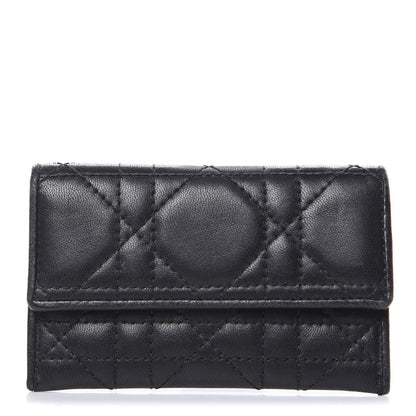 Christian Dior Lambskin Cannage Lady Dior Flap Card Holder Black 1 of 9