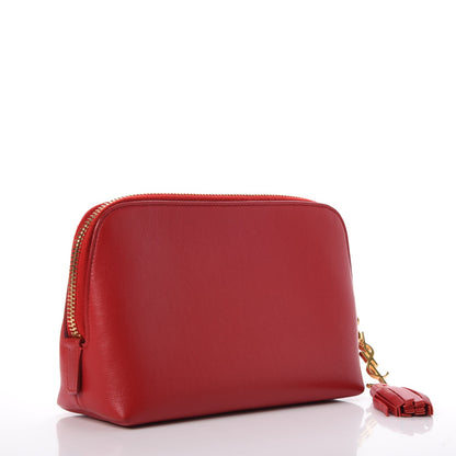 Saint Laurent Calfskin Cosmetic Case New Red 3 of 7
