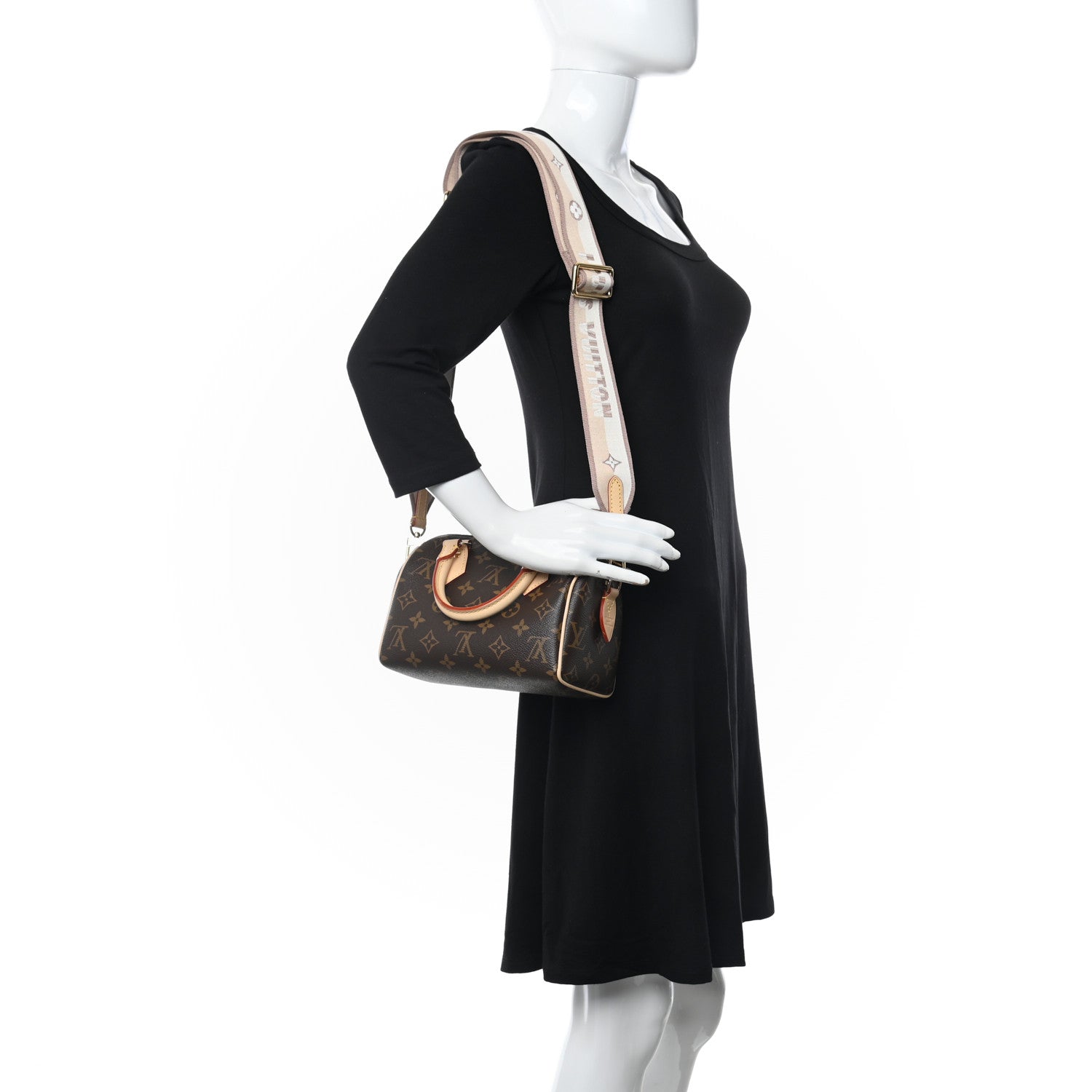 Louis Vuitton Monogram Speedy Bandouliere 20 Beige 2 of 10