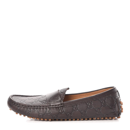 Gucci Soft Guccissima Womens Driver Loafers 37.5 Chocolate 1 of 13