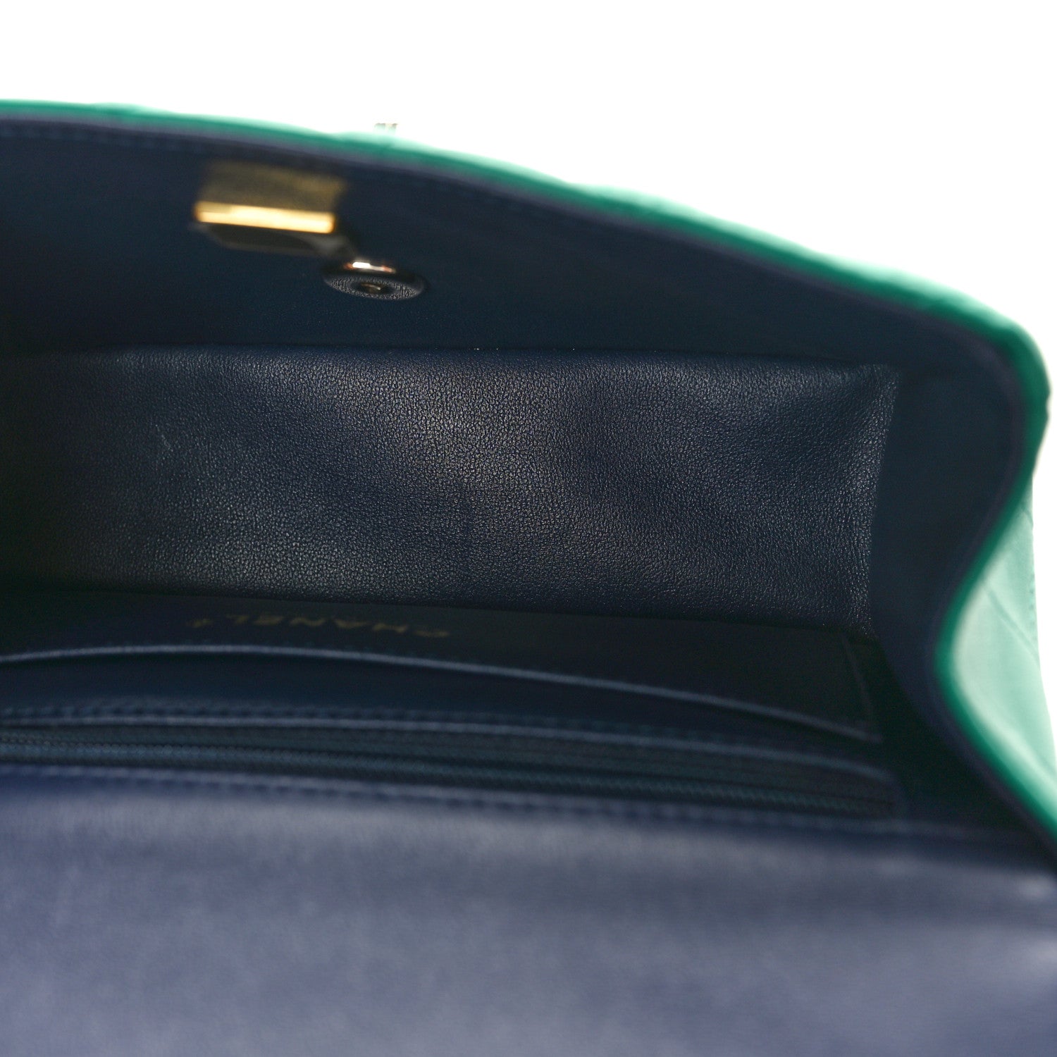 Chanel Lambskin Quilted Mini Top Handle Rectangular Flap  Green Dark Blue 4 of 9