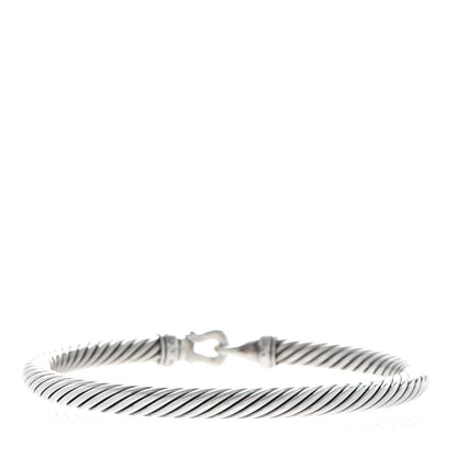 David Yurman Sterling Silver Diamond 5mm Cable Buckle Bracelet 3 of 6