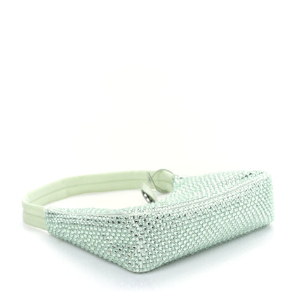 Prada Satin Crystal Mini Re-Edition 2000 Bag Acqua 4 of 8