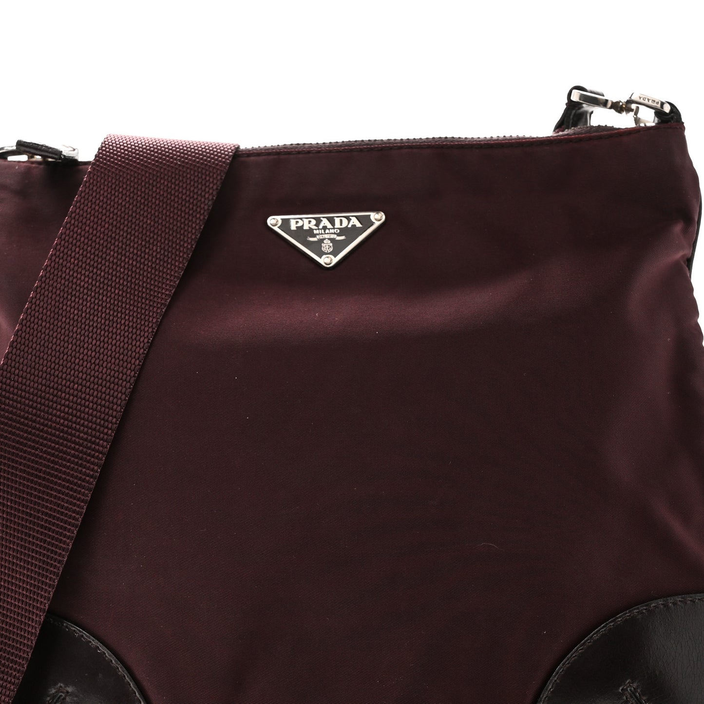 Tessuto Nylon Nappa Triangle Crossbody Bag Bordeaux