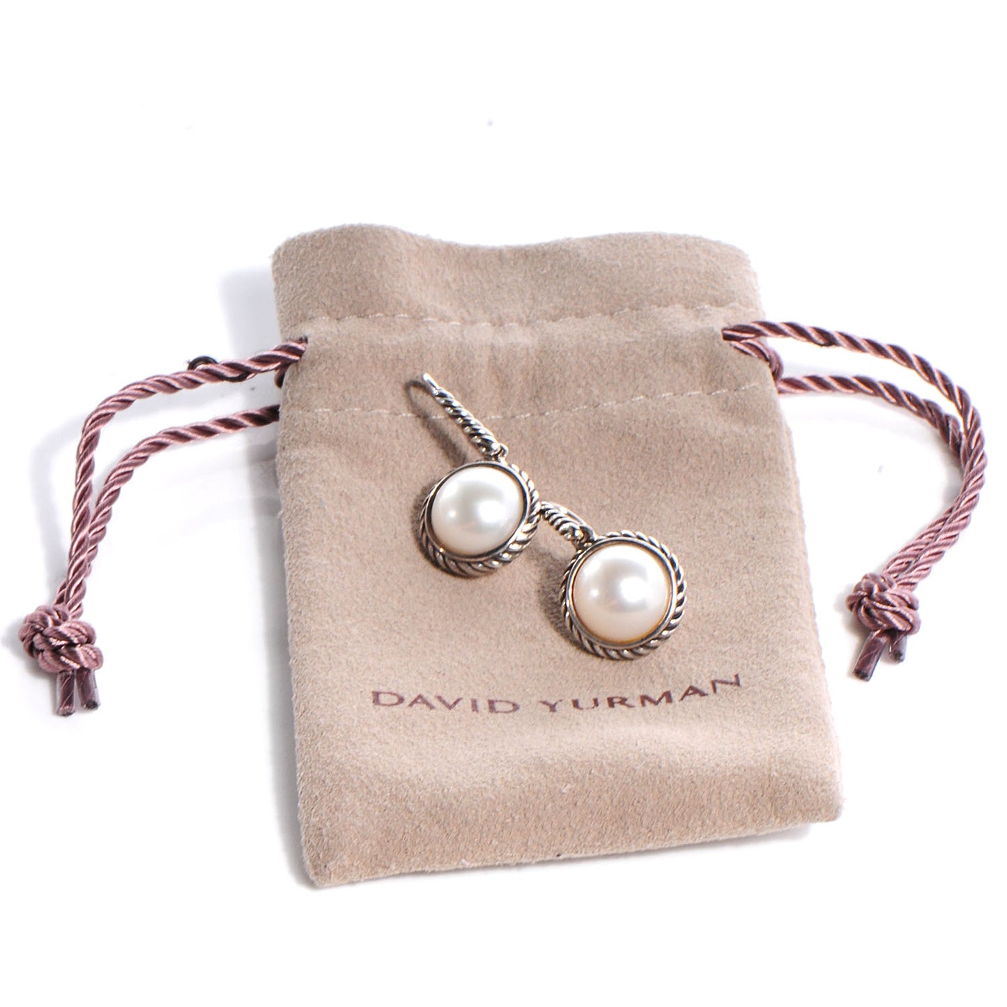 Sterling Silver Pearl 9mm Cable Drop Earrings