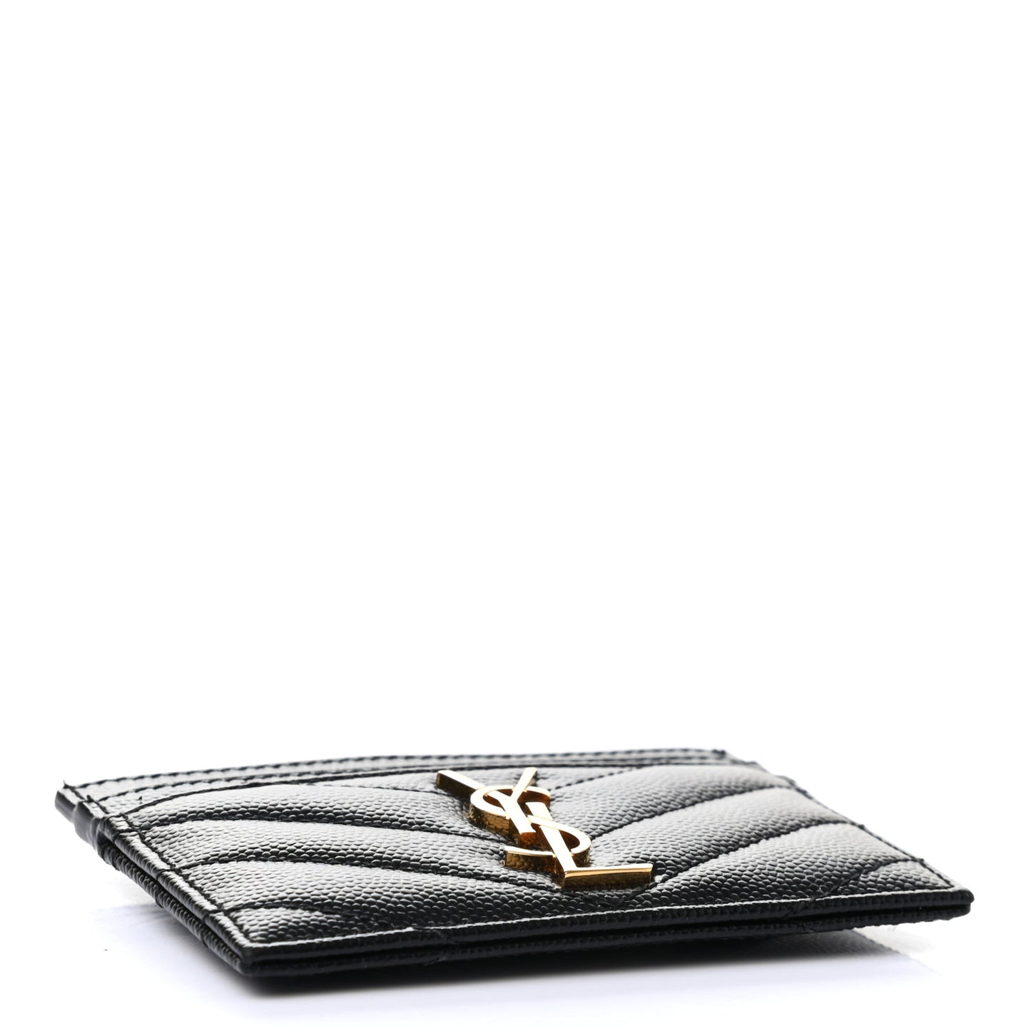 Grain De Poudre Matelasse Chevron Monogram Credit Card Case Black