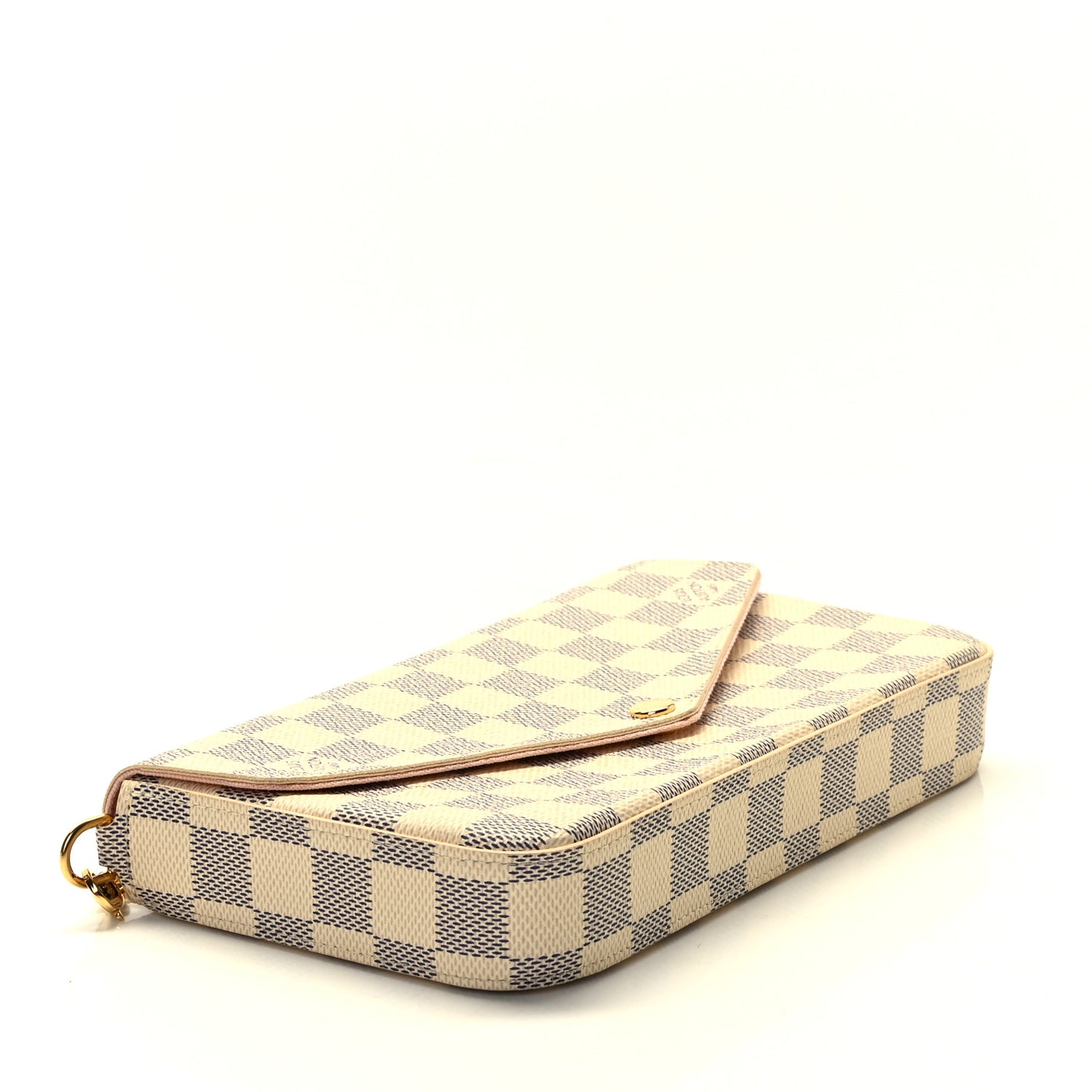 Damier Azur Pochette Felicie Chain Wallet Rose Ballerine