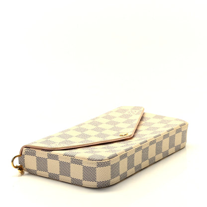 Louis Vuitton Damier Azur Pochette Felicie Chain Wallet Rose Ballerine 5 of 8
